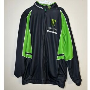 Monster Energy Kawasaki Crossover Racing Jacket Mens XL Black Green Track